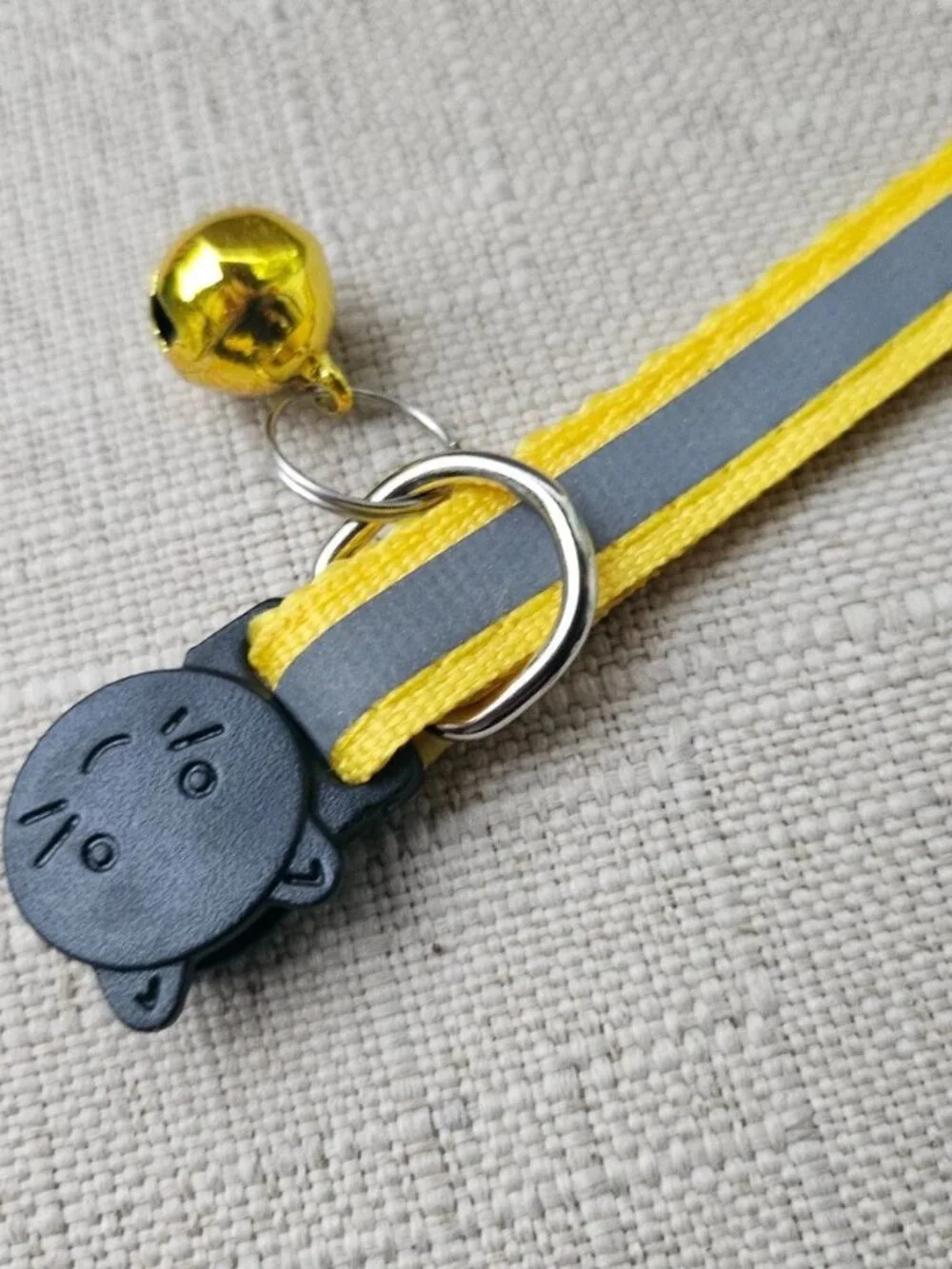 Cat Collar W/ Bell Yellow Nylon Collar Reflective Pet Collar Size Adjustable